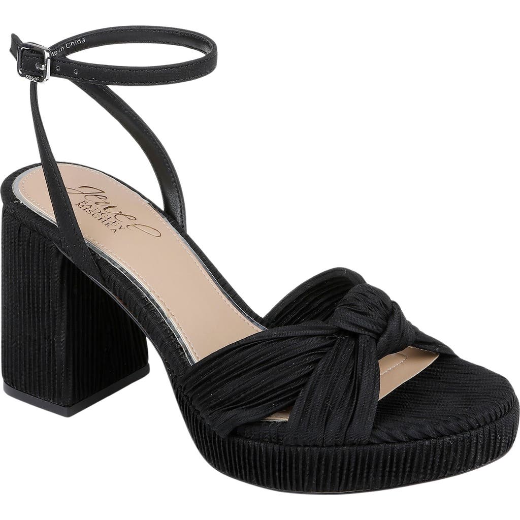Jewel Badgley Mischka Tyler Ankle Strap Platform Sandal In Black Fabric
