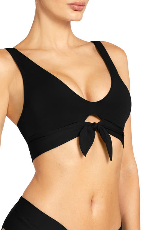 Robin Piccone Ava Knot Front Bikini Top In Black