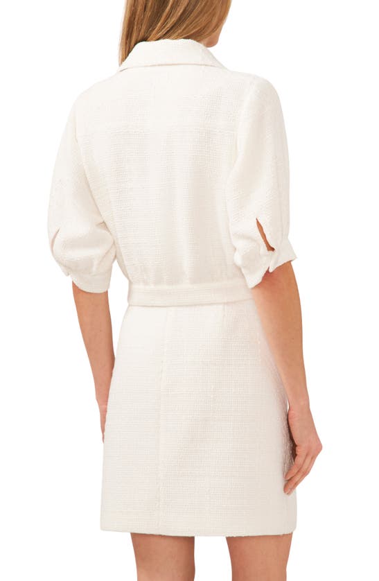 Shop Cece Puff Sleeve Tweed Jacket In Ultra White