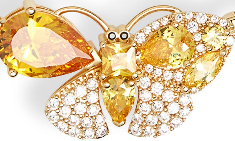 Shop Judith Leiber Crystal Butterfly Necklace In Yellow