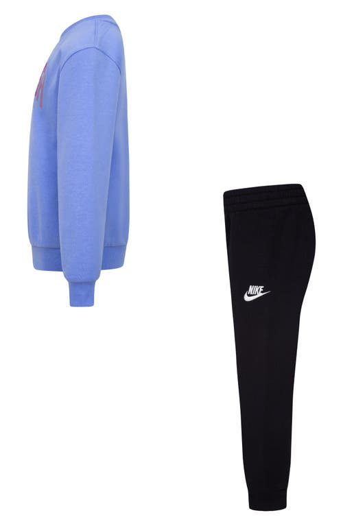 Nike Sportswear Powder Play Little Kids' Lightweight Fleece 2-piece Crew Set In Black