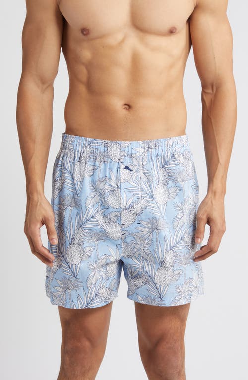 Tommy Bahama Cotton Pajama Boxers in Blue Print 