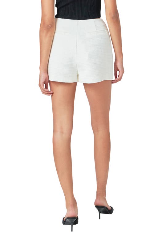 Endless Rose High Waist Tweed Shorts In White