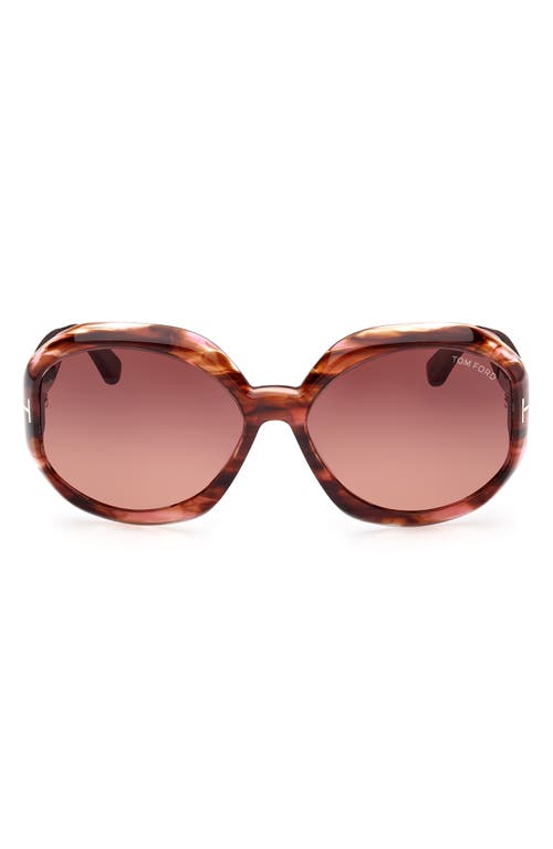 Shop Tom Ford Georgia-02 62mm Gradient Oversize Round Sunglasses In Coloured Havana/brown