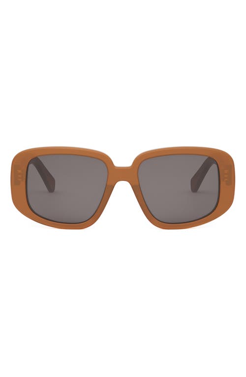 Shop Celine Bold 3 Dots 55mm Geometric Sunglasses In Shiny Light Brown/smoke