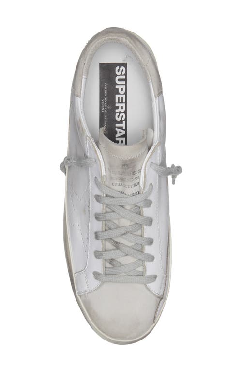 Golden Goose Super-star Sneakers With Ice-gray Suede Star And Light Brown Heel Tab Shoes In White/ice
