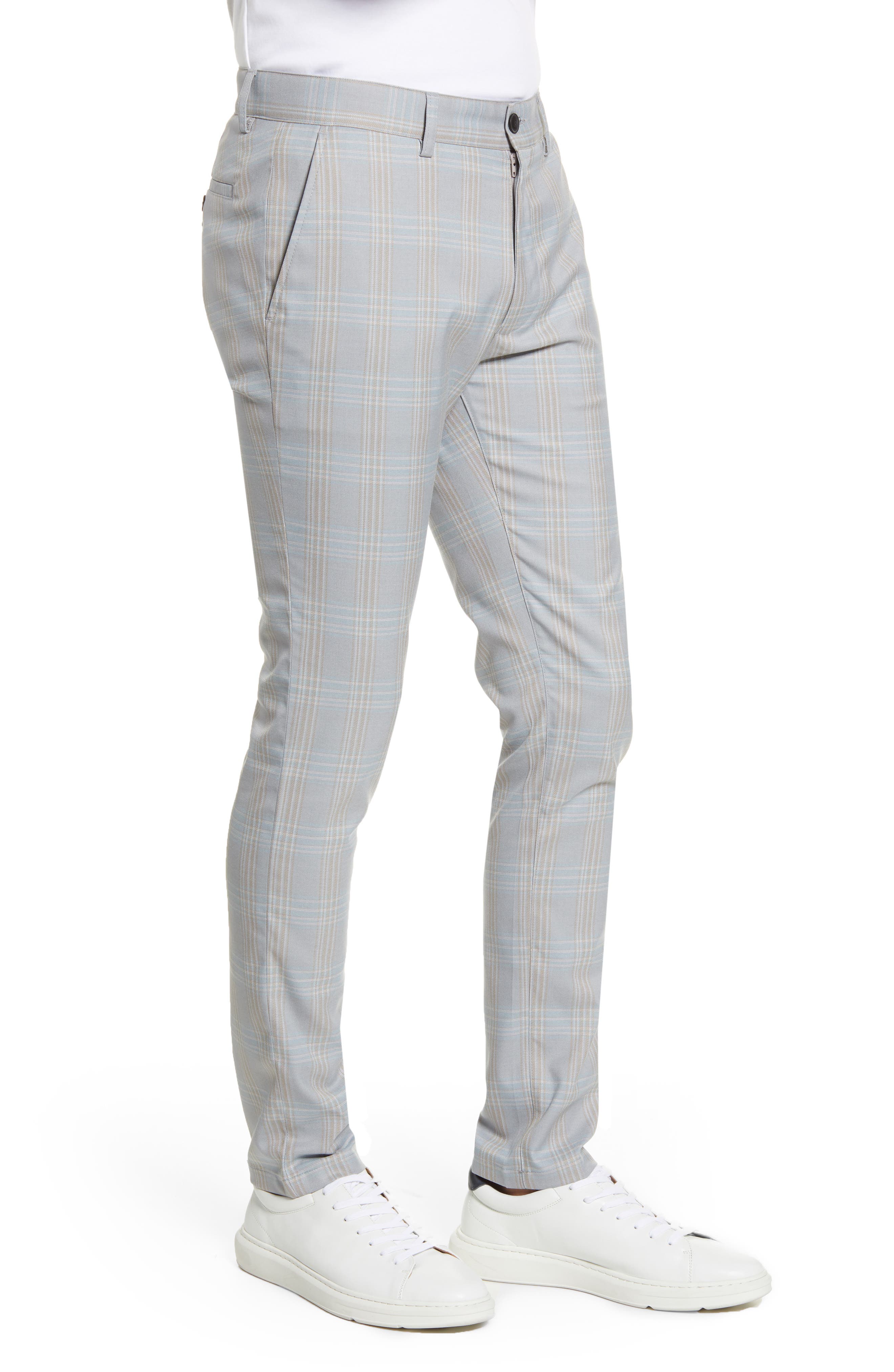 check stretch skinny trousers