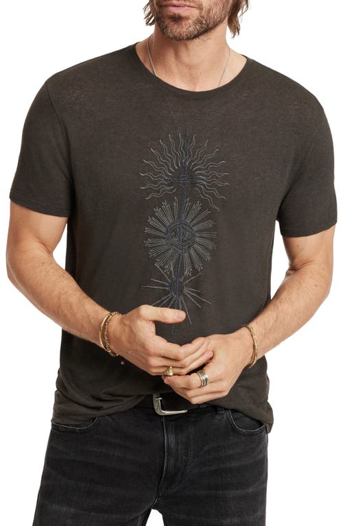 John Varvatos Dagger Embroidered T-Shirt Carbon Grey at Nordstrom,