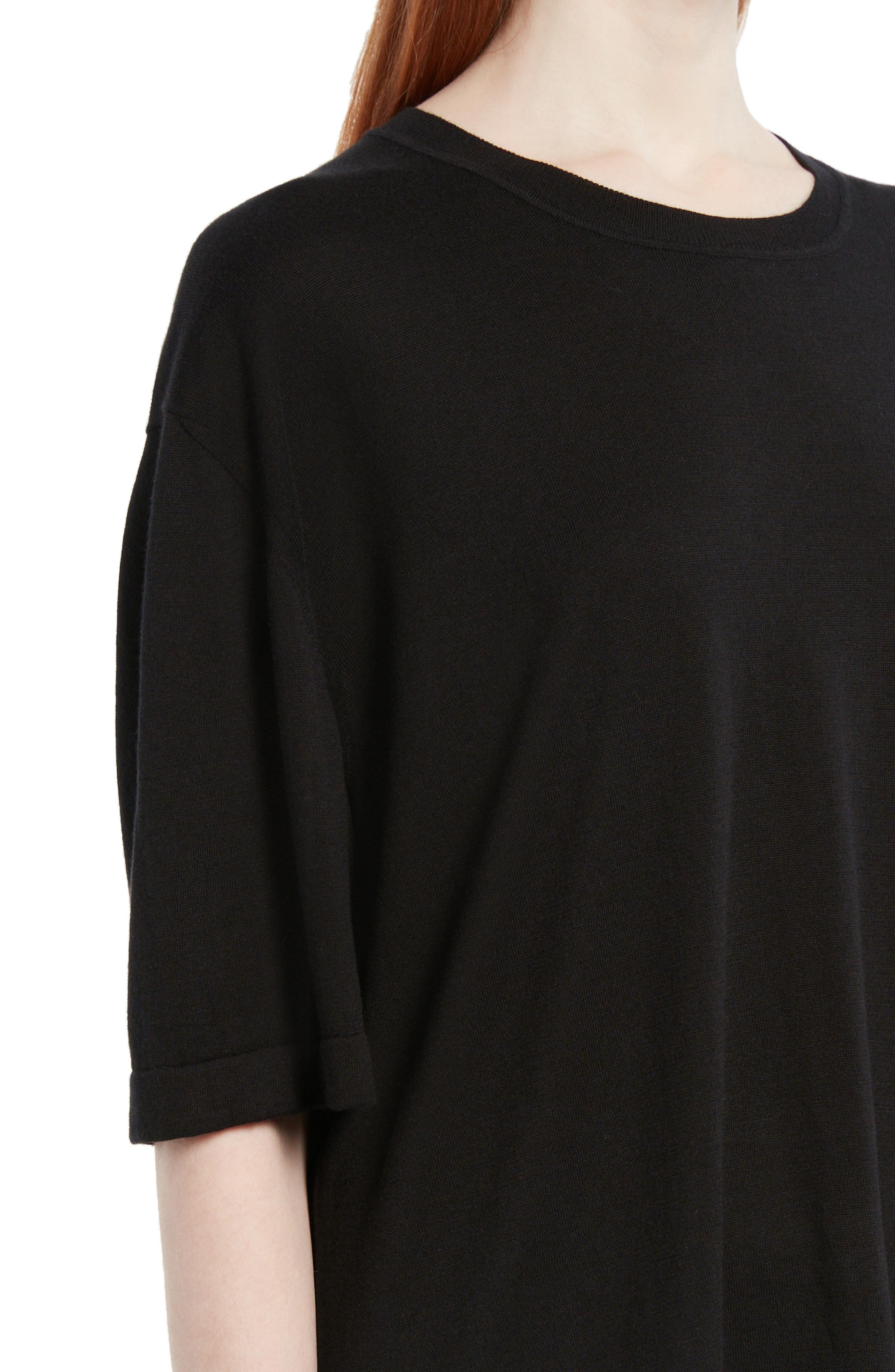 The Row Ecko Cotton \u0026 Cashmere Short Sleeve Sweater in Black at Nordstrom, Size Medium