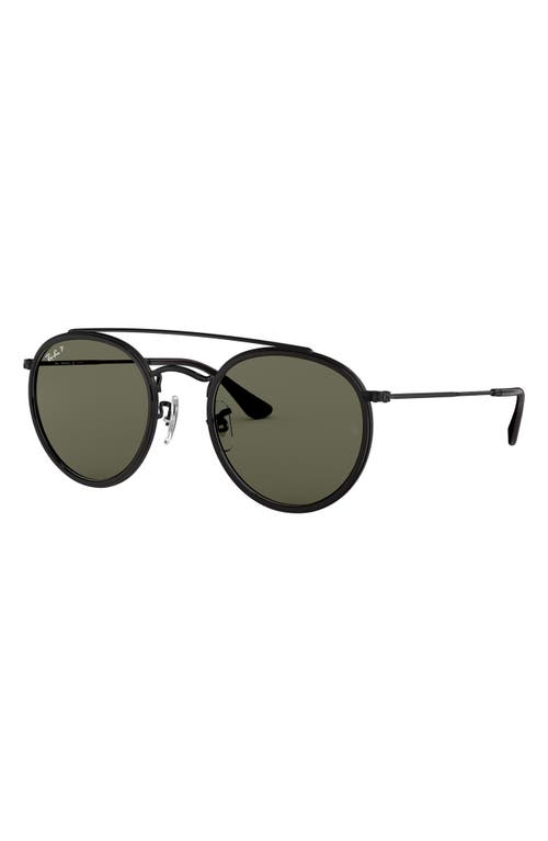 Shop Ray Ban Ray-ban 51mm Polarized Round Sunglasses In Black/polar