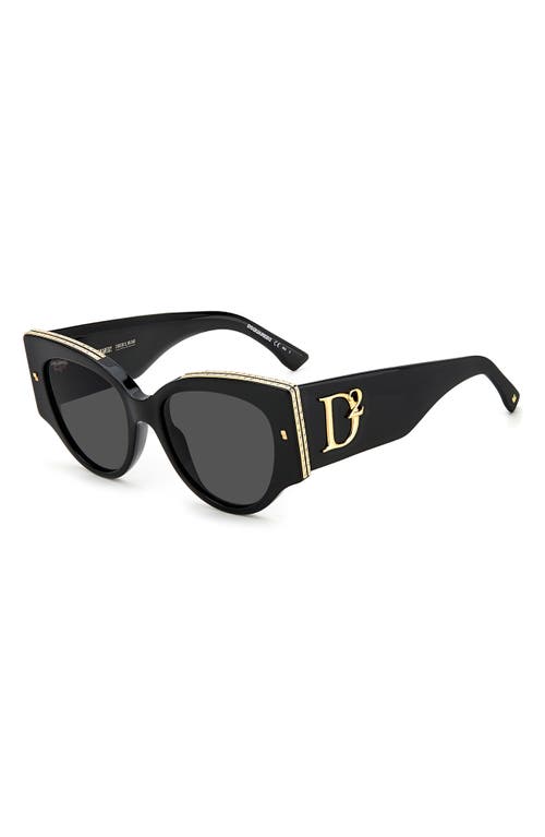 Shop Dsquared2 54mm Cat Eye Sunglasses In Black Gold/grey