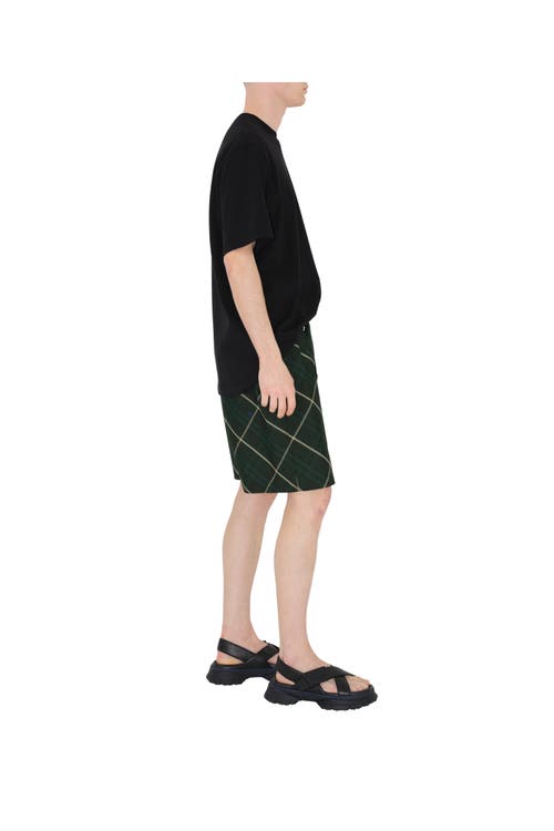 Shop Burberry Check Shorts In Jungle