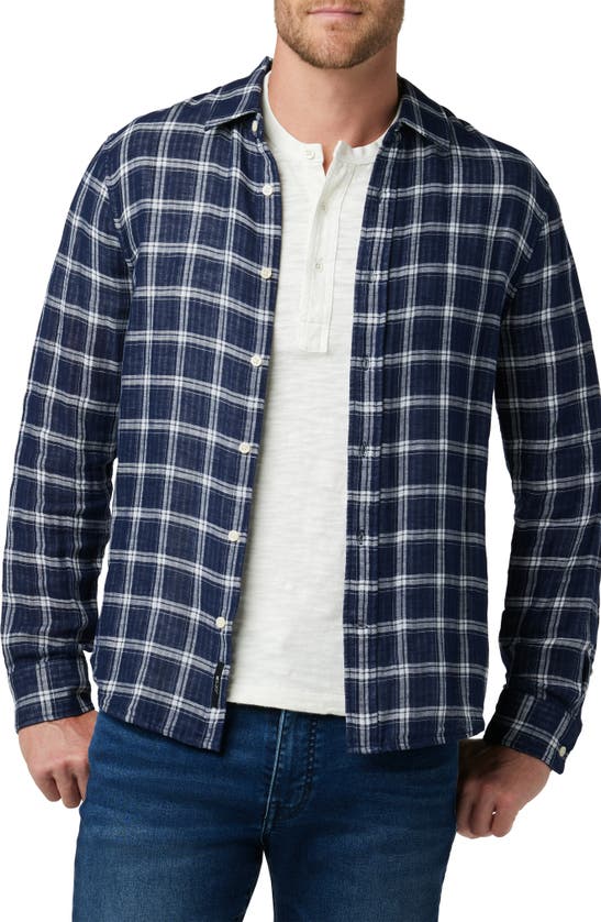 Shop Joe's Oliver Plaid Double Face Cotton Button-up Shirt In True Navy Plaid