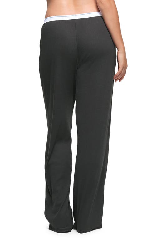 Shop Skims Rib Cotton Blend Relaxed Pants In Soot Sport Stripe