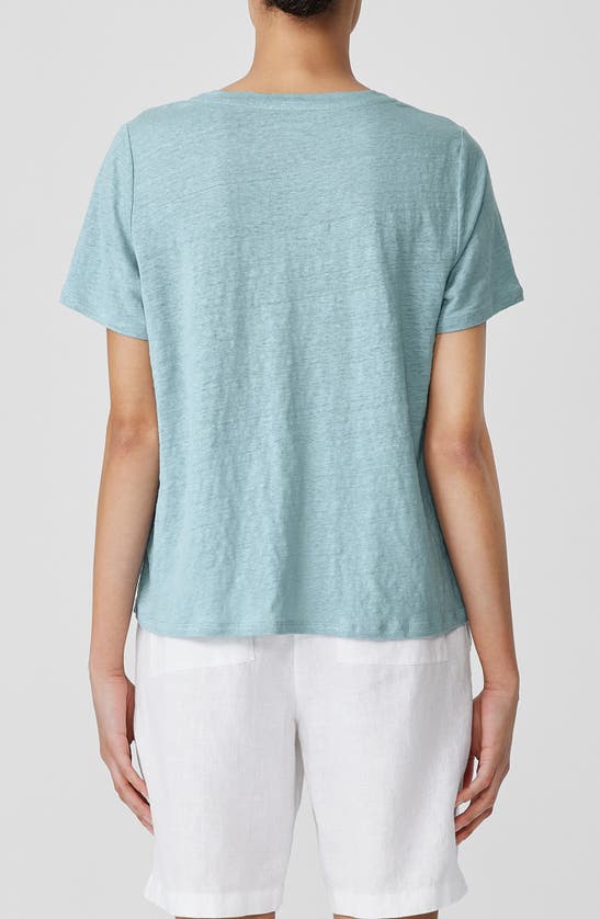 Shop Eileen Fisher Organic Linen Crewneck T-shirt In Seafoam