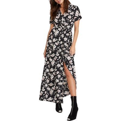 Volcom Servin Up Looks Floral Print Maxi Dress, Black