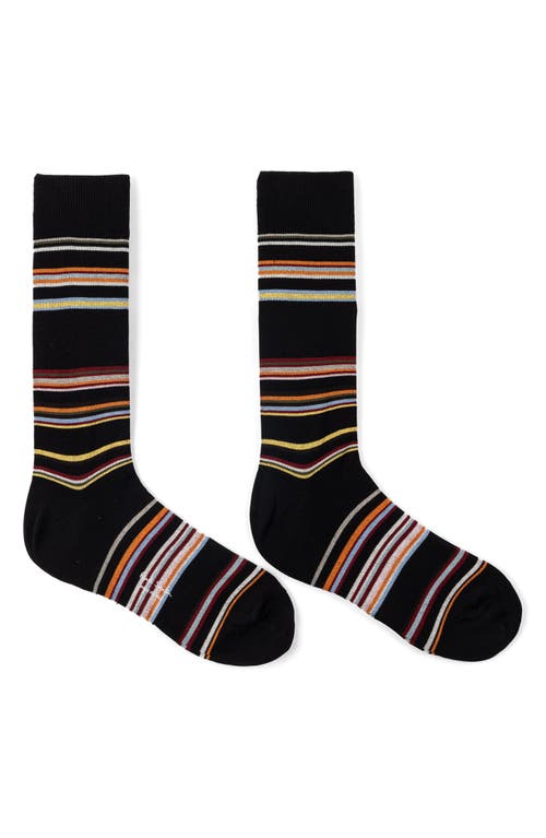 Shop Paul Smith Flavio Stripe Cotton Blend Dress Socks In Black