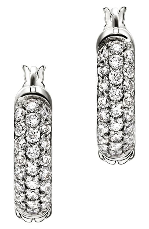 Shop John Hardy Jh Essential Hoop Earrings, Sterling Silver In Silver/diamond