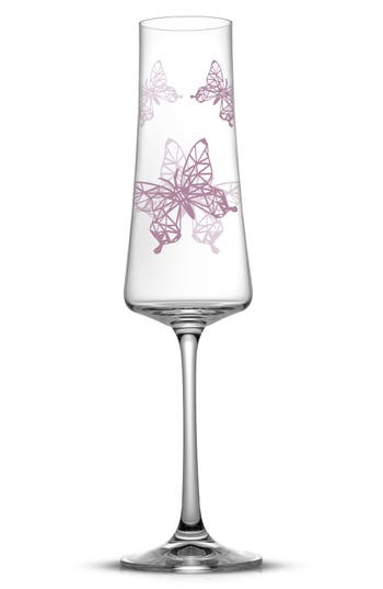 JOYJOLT JOYJOLT MEADOW BUTTERFLY SET OF 2 CHAMPAGNE FLUTES