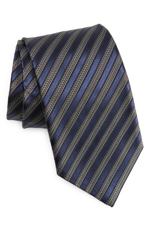 Shop Zegna Ties Stripe Silk Tie In Navy