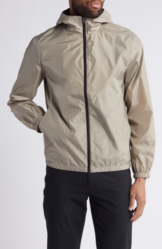 Shop Z By Zella Lightweight Hooded Zip Jacket In Tan Aluminum