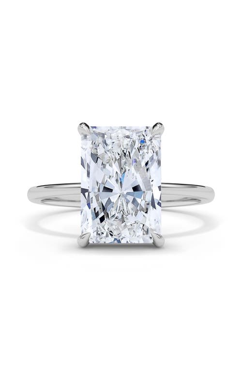 Hautecarat Radiant Cut Lab Created Diamond Ring In 2.50 Ctw 18k White Gold