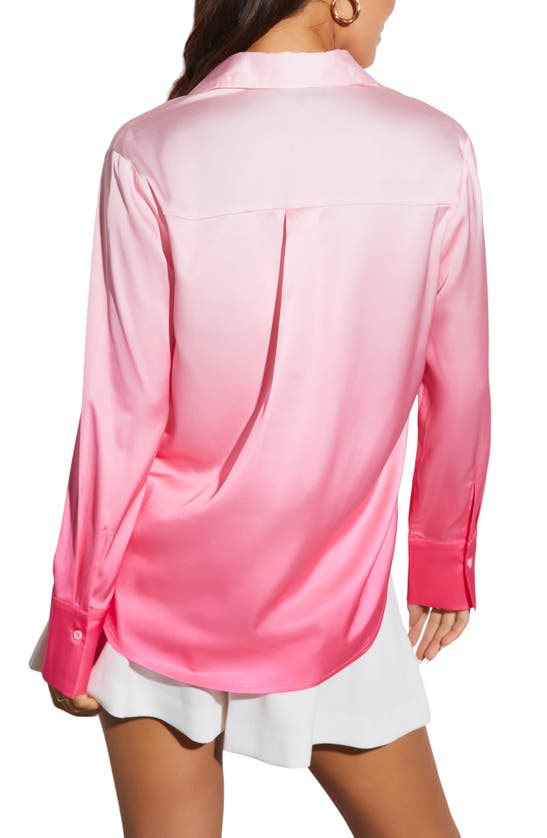 Shop Vici Collection Lisette Ombré Stretch Satin Button-up Shirt In Pink