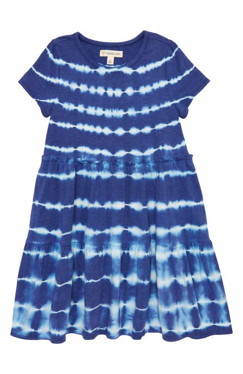Tucker + Tate Kids' Tiered Print Dress in Blue Bluing Tie Dye Stripe