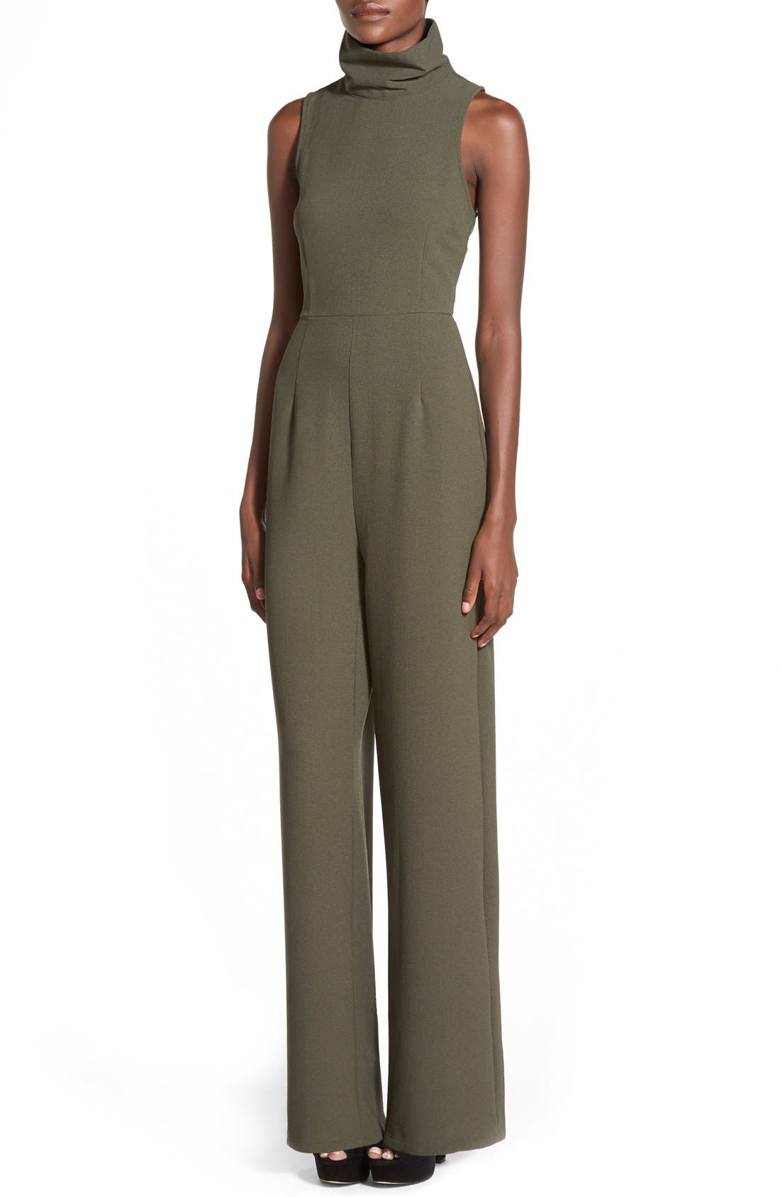 sleeveless turtleneck jumpsuit