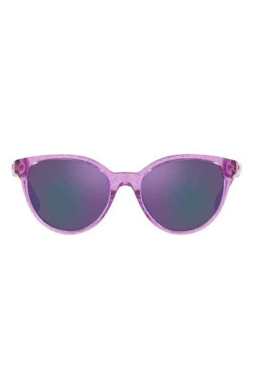 Shop Versace Kids' Phantos 46mm Small Round Sunglasses In Lilac Glitter/grey Violet