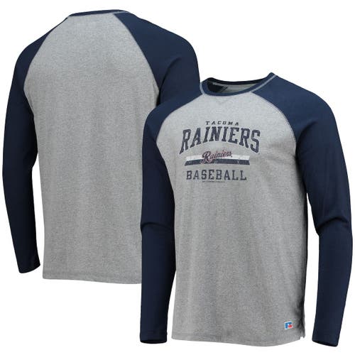 BOXERCRAFT Men's Navy/Heathered Gray Tacoma Rainiers Long Sleeve Baseball T-Shirt