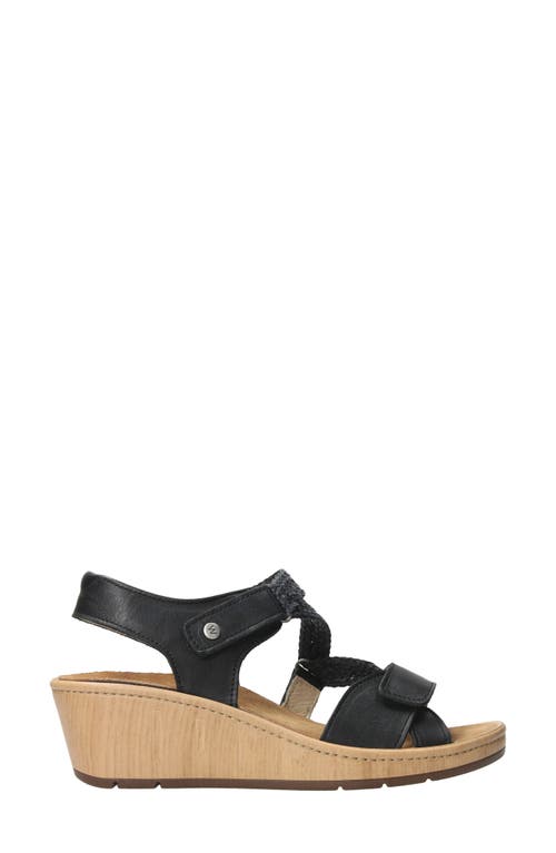 Shop Wolky La Jolla Ankle Strap Platform Wedge Sandal In Black Leather