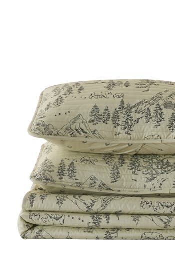 Woven & Weft Forest Lodge Themed 3-piece Quilt Set In Bear Mountain Scene