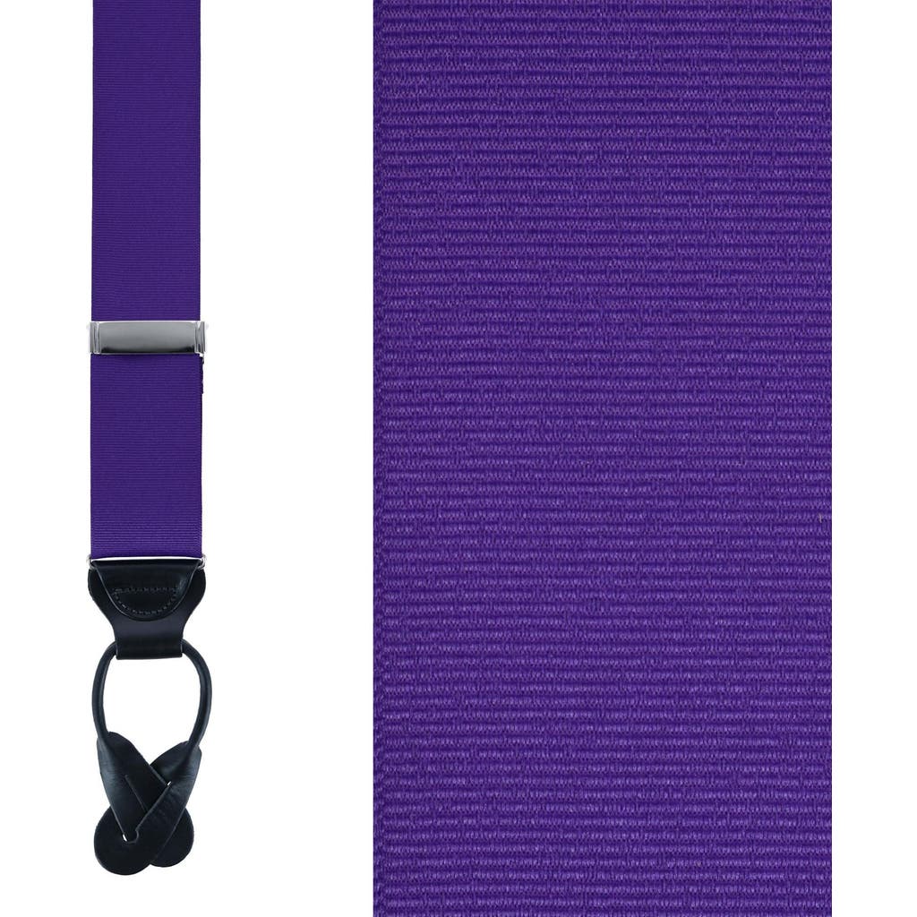 Trafalgar Phoenix 38mm Grosgrain Non Stretch Ribbon Button End Suspenders In Deep Purple