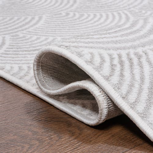 Jonathan Y Porter Geometric Art Deco Fan Pattern High-low Area Rug In White/light Gray