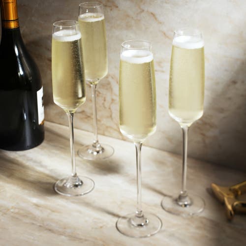Viski Reserve Julien Crystal Champagne Flutes Set Of 4 In Clear
