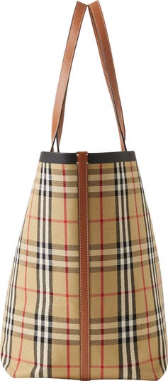 London Check Canvas Tote Bag in Black - Burberry