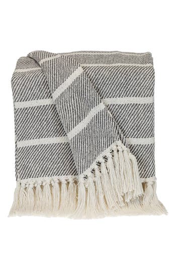 Shop Parkland Collection Mio Stripe Handloomed Throw Blanket In Gray