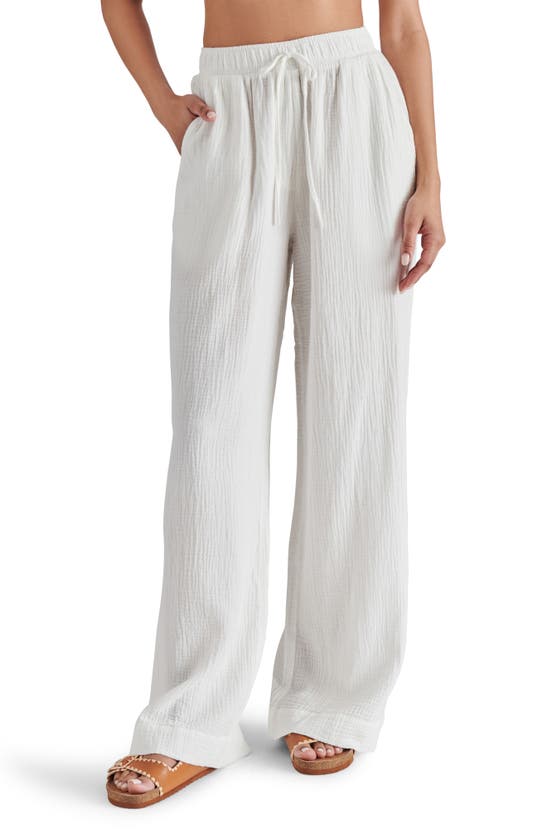 Shop Steve Madden June Wide Leg Cotton Gauze Pants In White