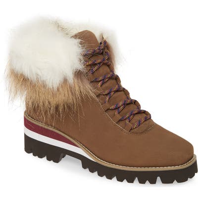 Cecelia New York Helen Faux Fur Trim Boot- Brown