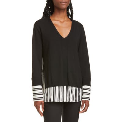 Club Monaco Mix Media Merino Wool Sweater, Black