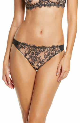 Black Daisy Lace Cut Out Front Thong