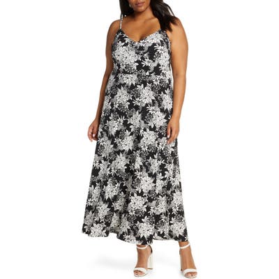 Plus Size Vince Camuto Boudoir Botanical Maxi Dress, Black