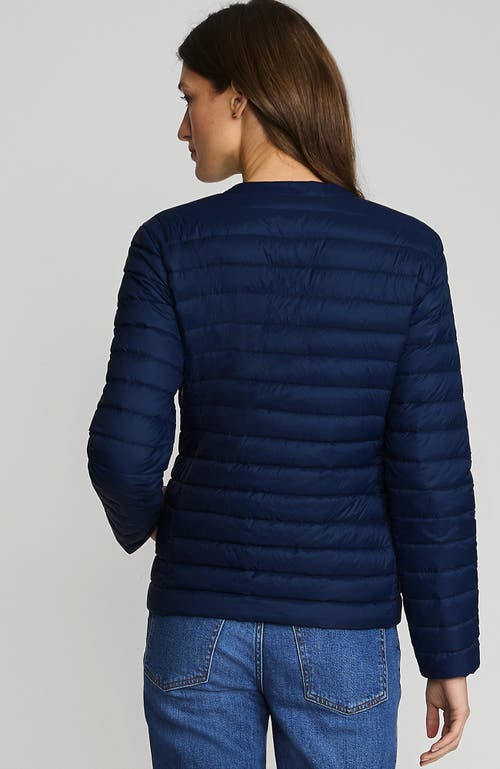 Shop Lands' End Wanderweight Collarless Down Jacket In Deep Sea Navy