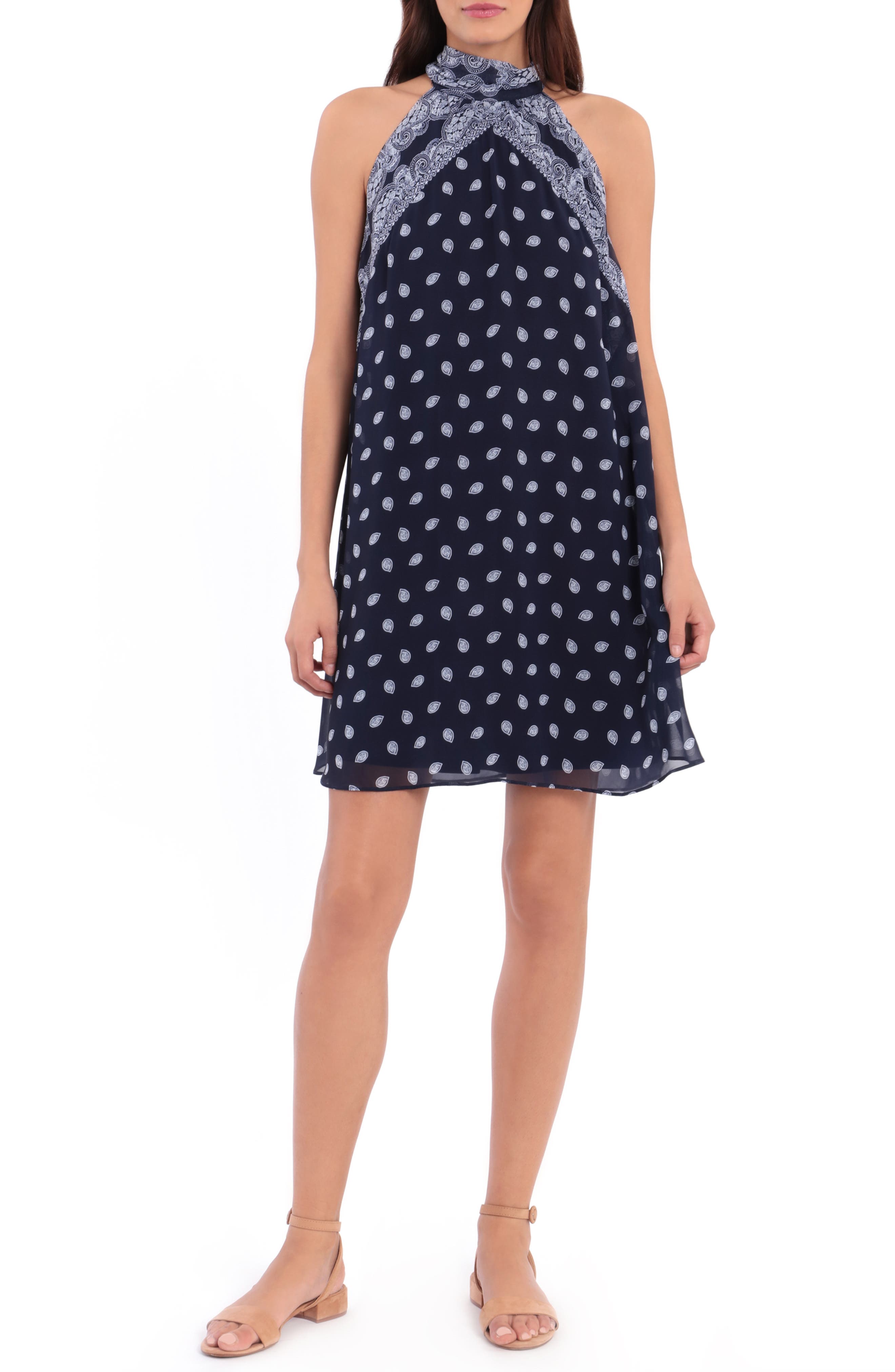 halter neck trapeze dress