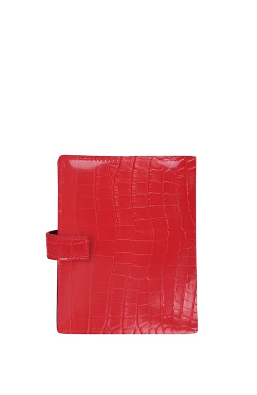 Shop Hyer Goods Upcycled Leather Passport Wallet With Zipper Coin Pocket In Bright Red Croco