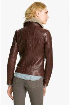 Ted Baker London Leather Jacket with Genuine Shearling Collar | Nordstrom