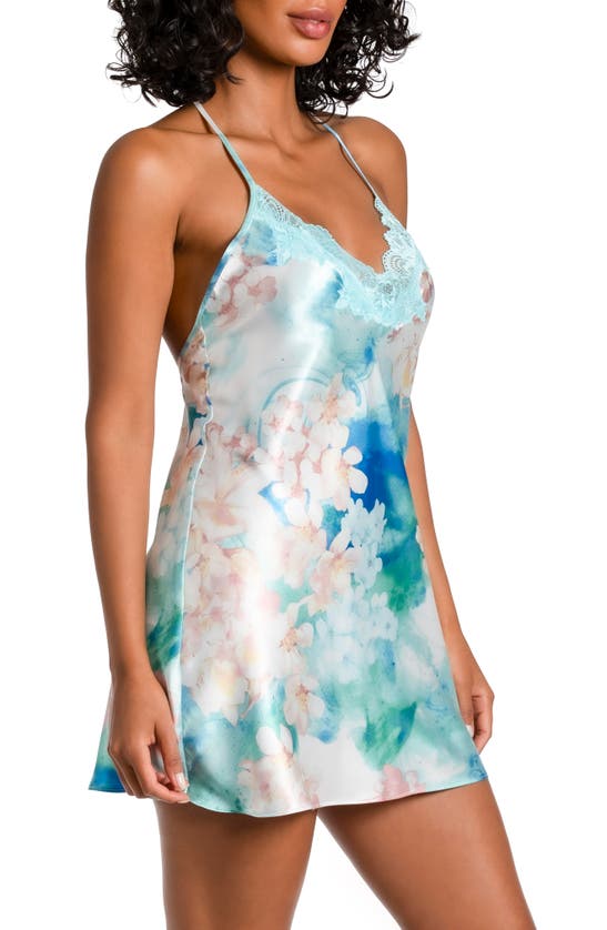 Shop In Bloom By Jonquil Casablance Floral Chemise In Pale Aqua