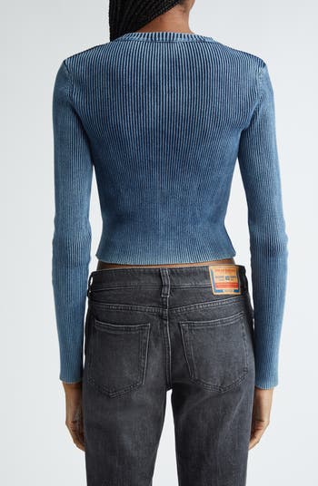 Tシャツ・カットソー DIESEL M-anchor ribbed cotton top with frontal logo 17378167_38166210_600.jpg