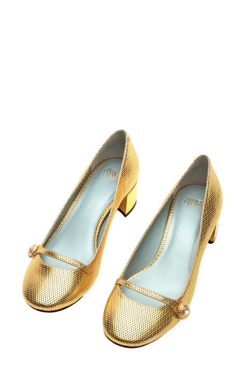 Frances Valentine Gaga Pump In Leather Gold